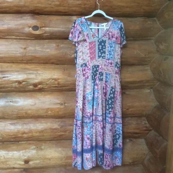 Matilda Jane Dresses & Skirts - Matilda Jane Wildlife Patchwork Print Smocked Waist Cottagecore Maxi Dress XL